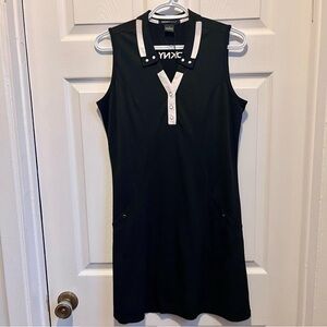 DKNY Golf Dress polo Women Medium black midi summer sport active v neck feminine